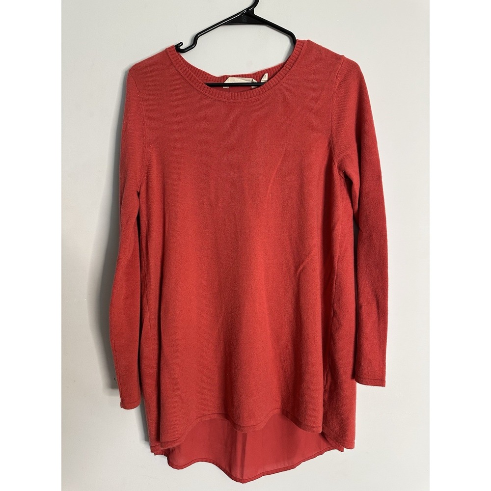 Soft Surroundings Pink Tunic Sweater Womens Medium Mixed Media Pleated Back NWT
